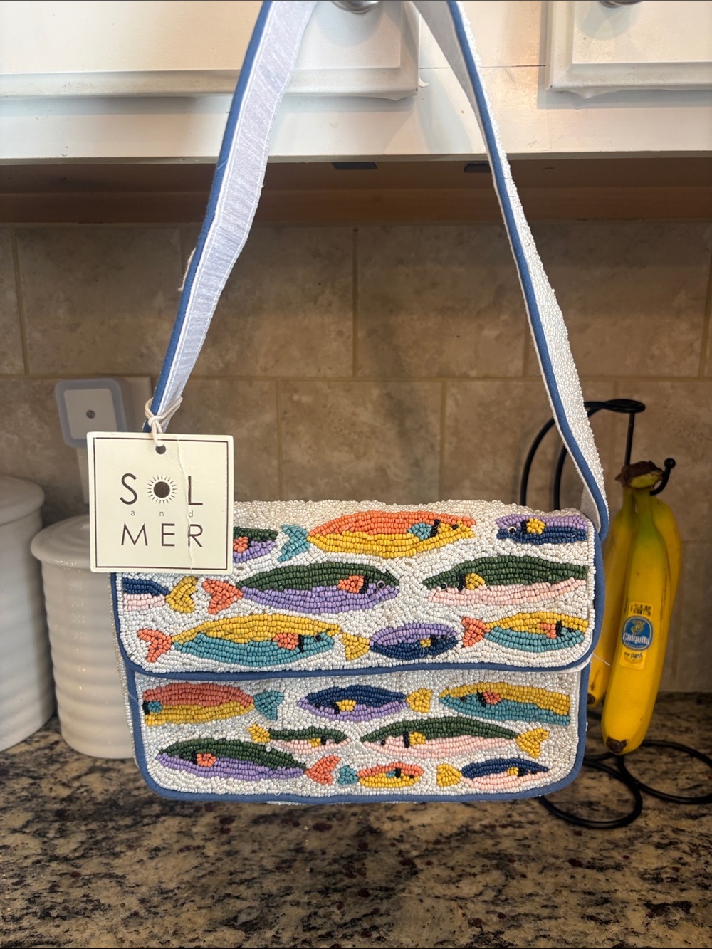 Sol and Mer Beaded Fish Shoulder Bag with Multi-Color beads. BNWT.